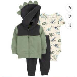 Carter's Child of Mine Baby Boy Dinosaur Cardigan Outfit Set